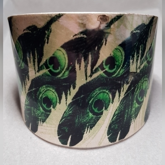 Peacock print aluminum bracelet cuff bracelet - Picture 7 of 8